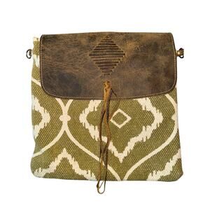 Myra bag canvas and leather magnetic snap crossbody‎ purse